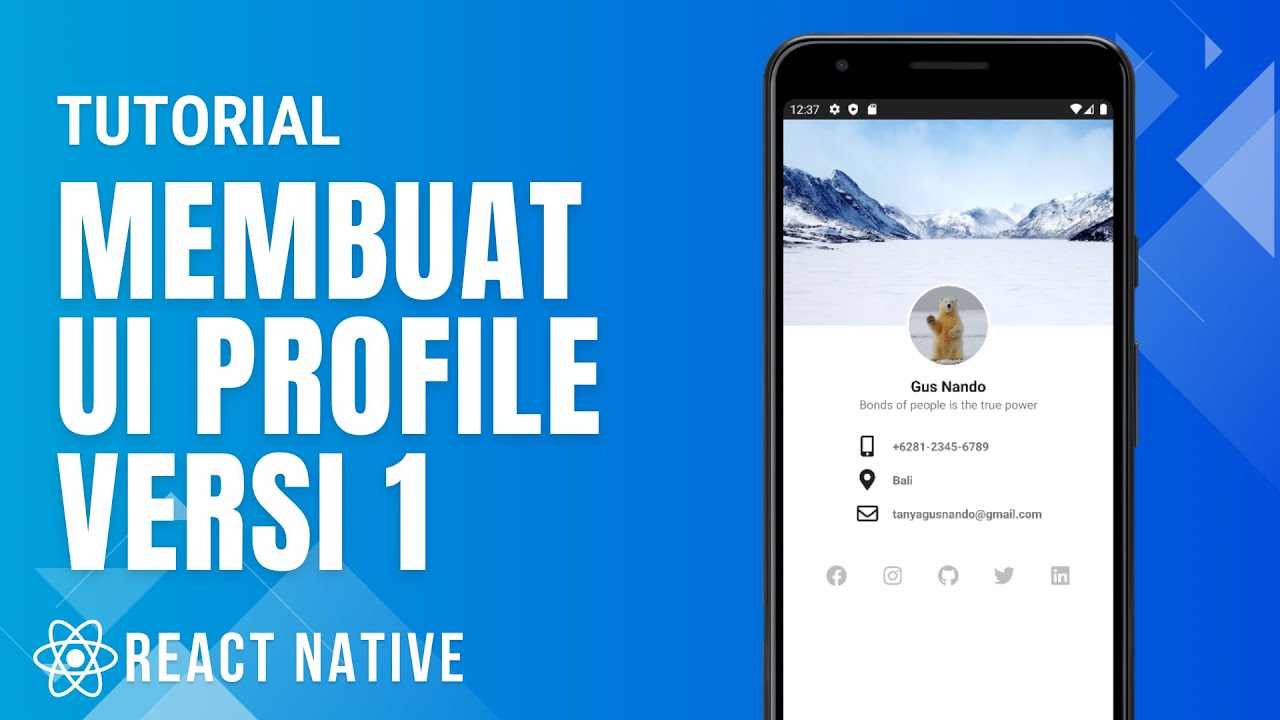 Membuat UI Profile V1 dengan React Native - YouTube