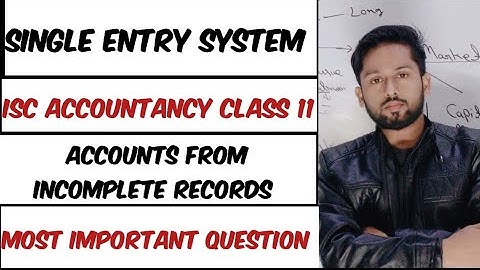 Single Entry System| Accounts from incomplete records class 11 | ISC Accountancy Class 11| Dk Goel |