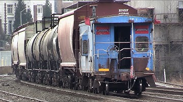 Conrail Caboose 21267 in Reverse with Norfolk Southern 5604 GP38-2 pushing, in Hershey, Pennsylvania
