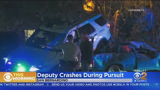 Caught On Video: San Bernardino County Deputy Crashes During Chase