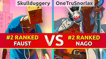 GGST ▰ Skullduggery (#2 Ranked Faust) vs OneTruSnorlax (#2 Ranked Nagoriyuki). High Level Gameplay