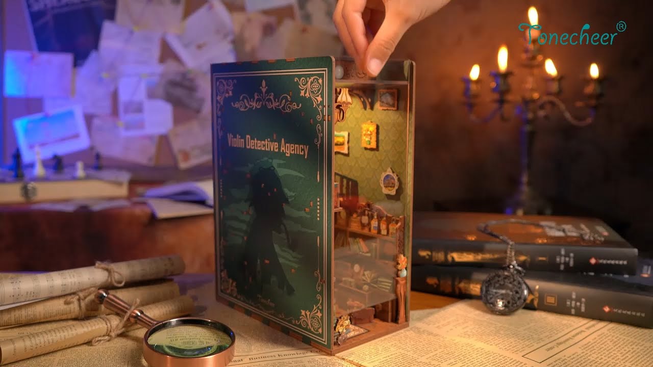 Tonecheer DIY Book Nook Kit, 3D-puzzel van hout, poppenhuis, miniaturen