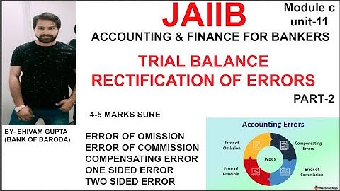 TRIAL BALANCE , RECTIFICATION OF ERRORS (PART 2) | CLASSIFICATION OF ERRORS | JAIIB 2020