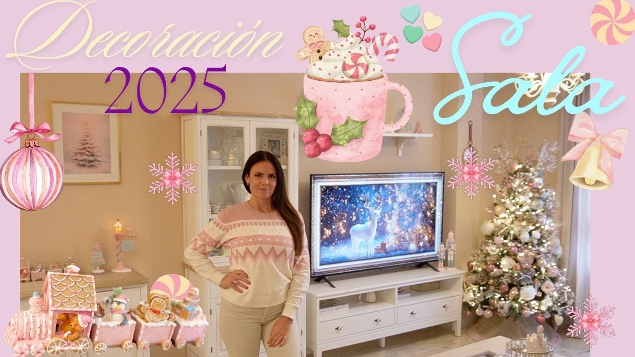 DECORACIÓN NAVIDAD 2025 🎀🎄🎀 de mí  ENTRADA Y SALA colores PASTEL 🎀🩵🍭🍬 // HELENAGARCÍA