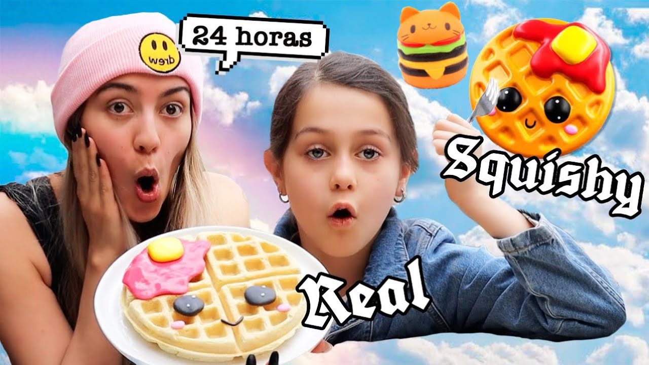 24 HORAS comiendo SQUISHY vs REAL FOOD
