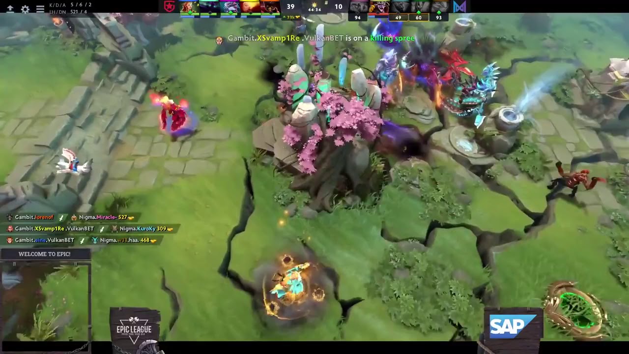 Dota 2 - Nigma vs Gambit base race Miracle Kuro + w33