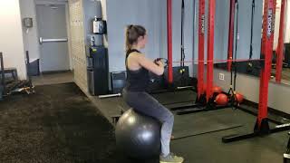 Stability Ball Squat to Oblique Rotation