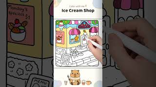 Ice Cream Shop 🍦 Satisfying Coloring (Cozy & Satisfying) #shorts