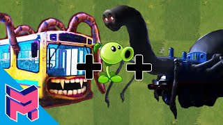 Bus Eater + Cursed Thomas The Tank Engine + Peashooter - Plants vs Zombies Hack Animation Cartoon