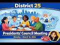District 25 Presidents' Council Meeting - Monday, March 16, 2026