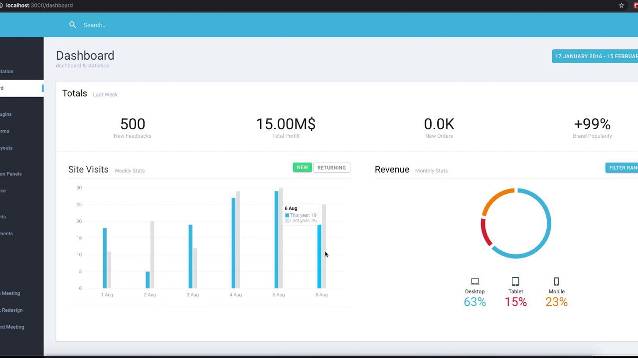 React, Material UI dashboard - YouTube