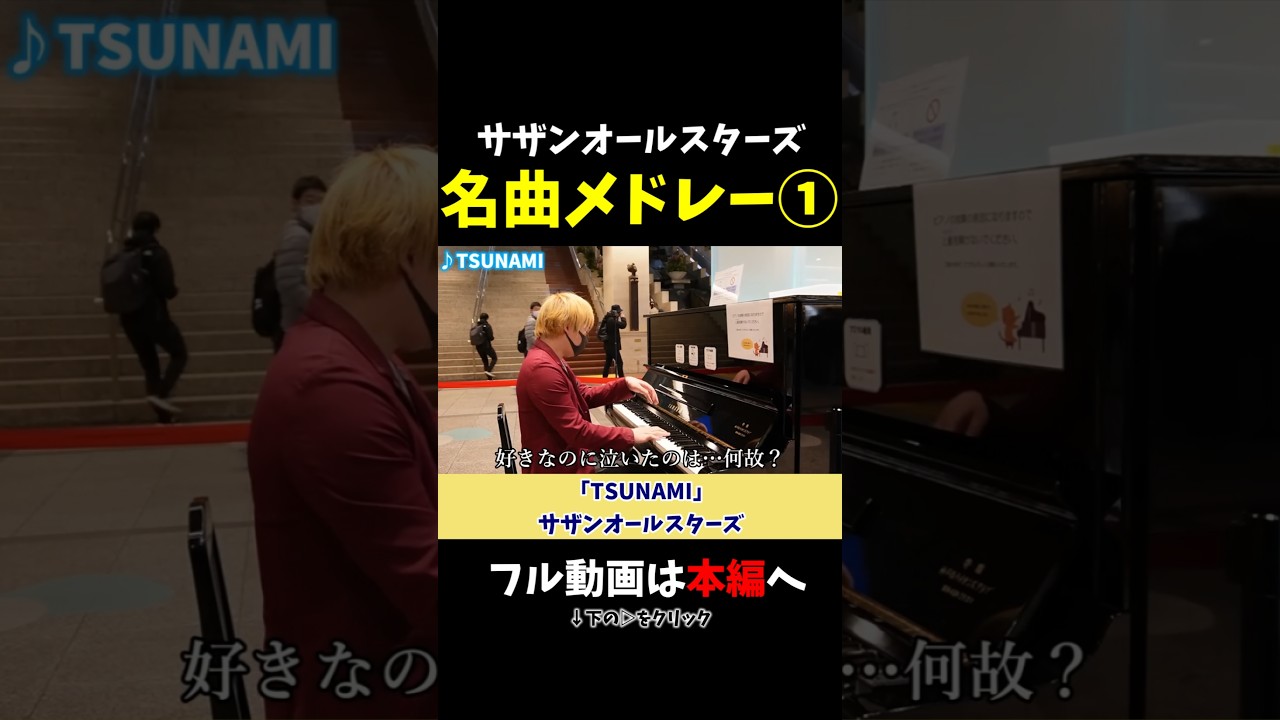 【ストリートピアノ】サザン名曲メドレー①《切り抜き》「TSUNAMI」サザンオールスターズ #ストリートピアノ #スミワタル