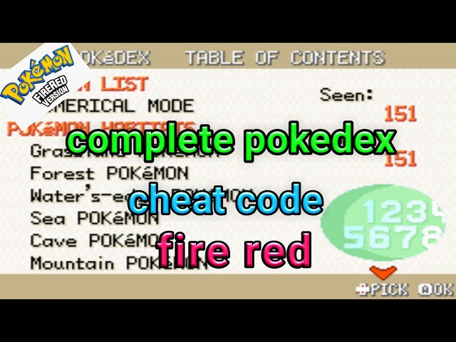 Full List Of Pokemon Fire Red Cheats (GameShark Codes)