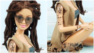 RASTA SAÇLI, DÖVMELİ BARBIE Kendin Yap, DIY Barbie Saçı ve Kıyafetleri