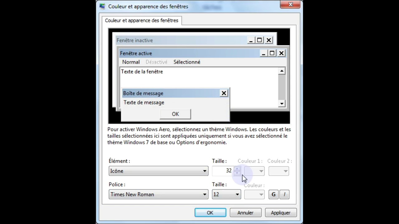 Changer la police des icones du bureau windows