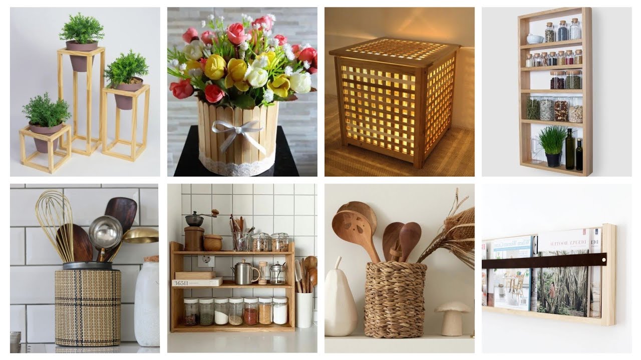 افكار✨عندك قطع خشبية عصي أو عيدان خشبية اصنعي اجمل منظمات ورفوف وديكورات #diy#craft #ideas #home