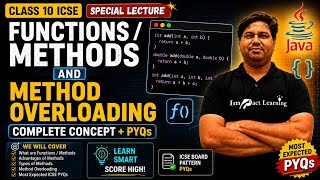 Functions / Methods & Method Overloading | Special Revision Lecture | ICSE Board 2027