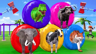 Wild Animals Choose The Right Tire Gorilla Cow zombie TRex buffalo Elephant Tiger obstacle Games