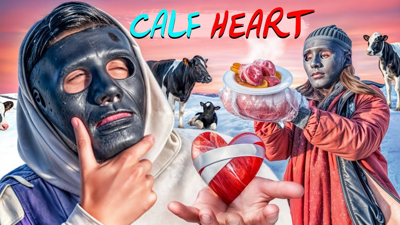 Cooking Calf Heart in -6°C Snowy Wilderness – An Icy Outdoor Adventure! ❄️🔥