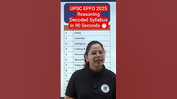 UPSC EPFO Syllabus for Reasoning | USPC EPFO APFC & EO AO Exam Syllabus | UPSC EPFO Officer Syllabus