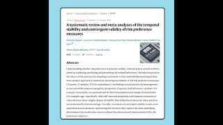 Temporal Stability and Convergent Validity of Risk Preference Measures (Bagaïni et al., 2025)