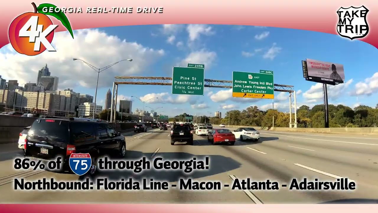 Georgia on Interstate 75! Northbound from Florida through Atlanta to Adairsville