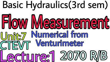 Type:1 Numerical from Unit:7|2070R/B| Venturimeter|Basic Hydraulics| Hydrostatics|CTEVT|Prashant YT|