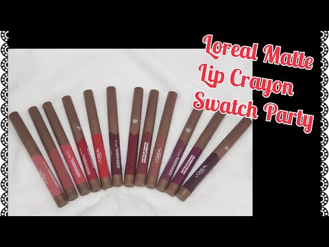 swatch-party---new-loreal-matte-lip-crayons-|-all-12-shades