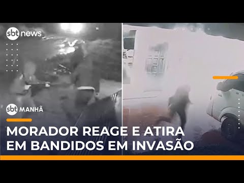 Video flagra-morador-reage-a-invasao-e-troca-tiros-com-criminosos-sbt-manha