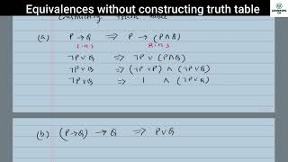 Solving Equivalences || Discrete Mathematics || Without constructing truth table