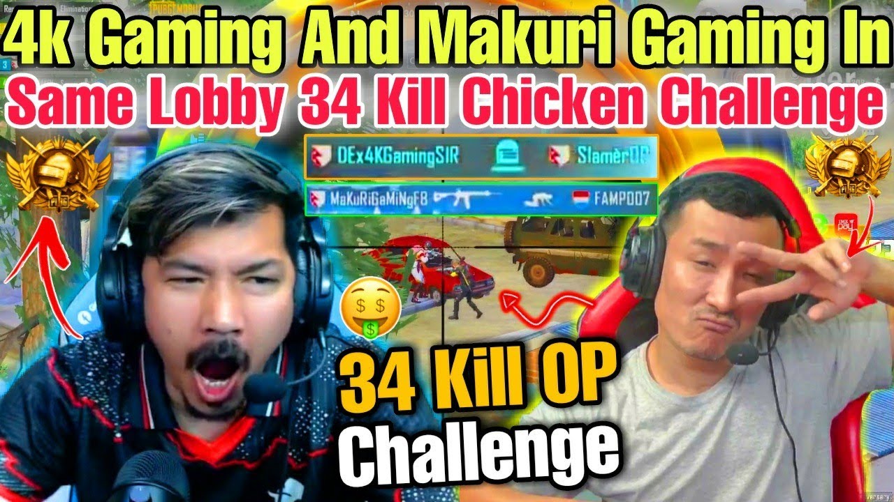 4k Gaming And Makuri Gaming Fight In Same Lobby | 4k Gaming Vs Pro Enemy | 34 Kill Chicken Challenge