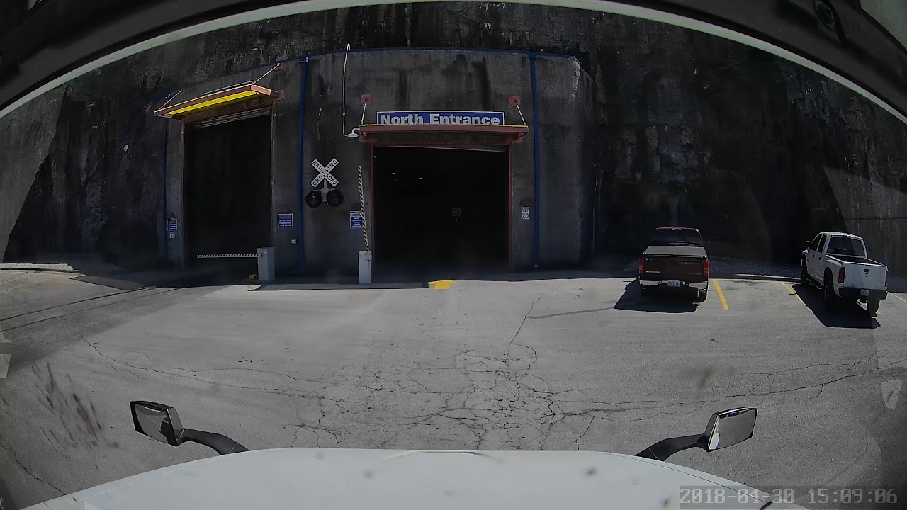 Underground warehouse in USA - truck driving inside