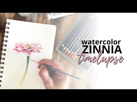 Gardening with Watercolor: Painting Zinnias Timelapse Tutorial