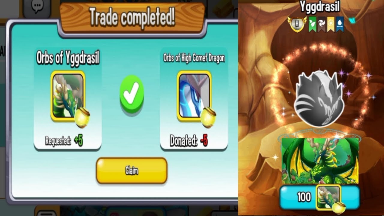 Got 100 Orbs of Yggdrasil by trading! ? Dragon City - YouTube