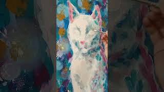 Layering paint, creating subtle texture. #catart #catportrait