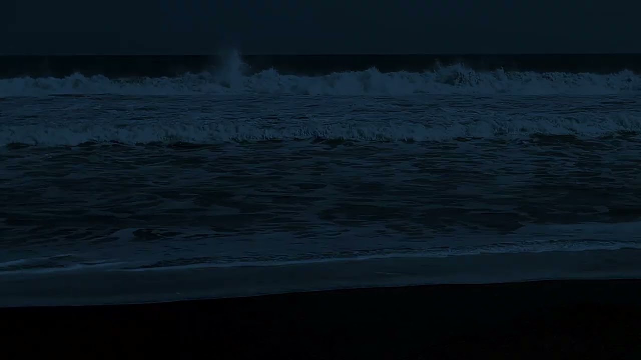 Soothing Ocean Sounds At Night | Calm Your Mind To Sleep Dark Screen 12H