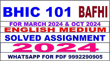 bhic 101 (BAFHI) solved assignment 2024 | bhic 101 solved assignment in english 2023-24 | bhic 101