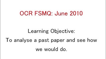 OCR FSMQ Additional Mathematics - Past Paper 4: June 2010