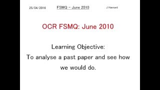 OCR FSMQ Additional Mathematics - Past Paper 4: June 2010