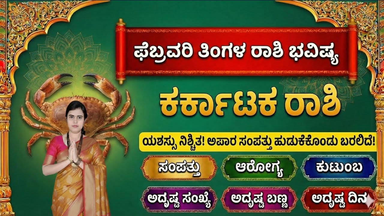ಕರ್ಕಾಟಕ ರಾಶಿ ಫೆಬ್ರವರಿ 2026 ತಿಂಗಳ ರಾಶಿ ಭವಿಷ್ಯ Karkataka Rashi Bhavishya February 2026 Kannada Sowmya