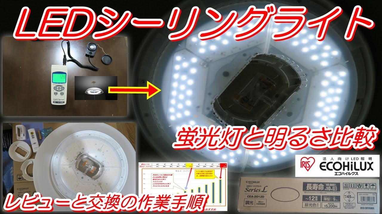 LEDライト】 アイリスオーヤマLEDシーリングライトレビューと交換の
