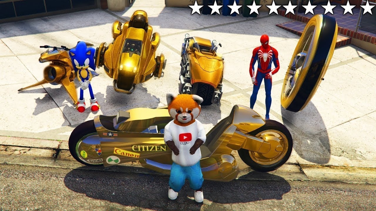 ROBBÉ MOTOS DE LUJO DORADAS CON SONIC Y SPIDER-MAN EN LA VIDA REAL GTA 5