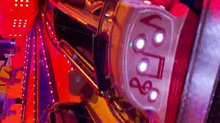 Illuminated Beautiful Carousel In The Amut Park At Night. Media. Close-Up Of An Attraction For