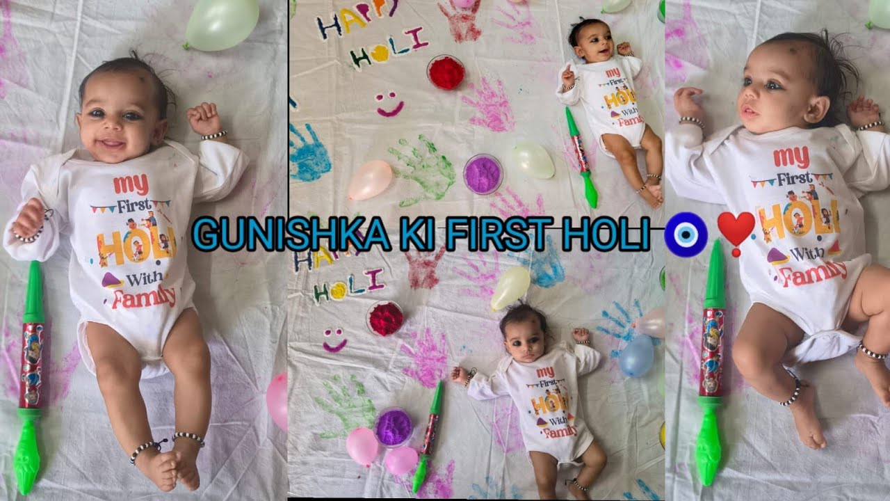 Gunishka ki first Holi 🥰😍🌈🐣