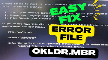 Fix Error File Okldr.mbr Missing on Windows 10 | Step by Step Guide