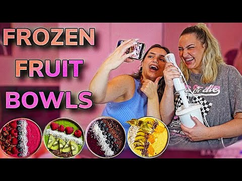 Wir mixen vier Smoothie Bowls (die grüne schmeckt nach..)