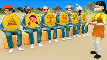 Scary Teacher 3D vs Squid Game Trying Dalgona Candy Level Max Shapes Challenge Miss T vs 5 Neighbor