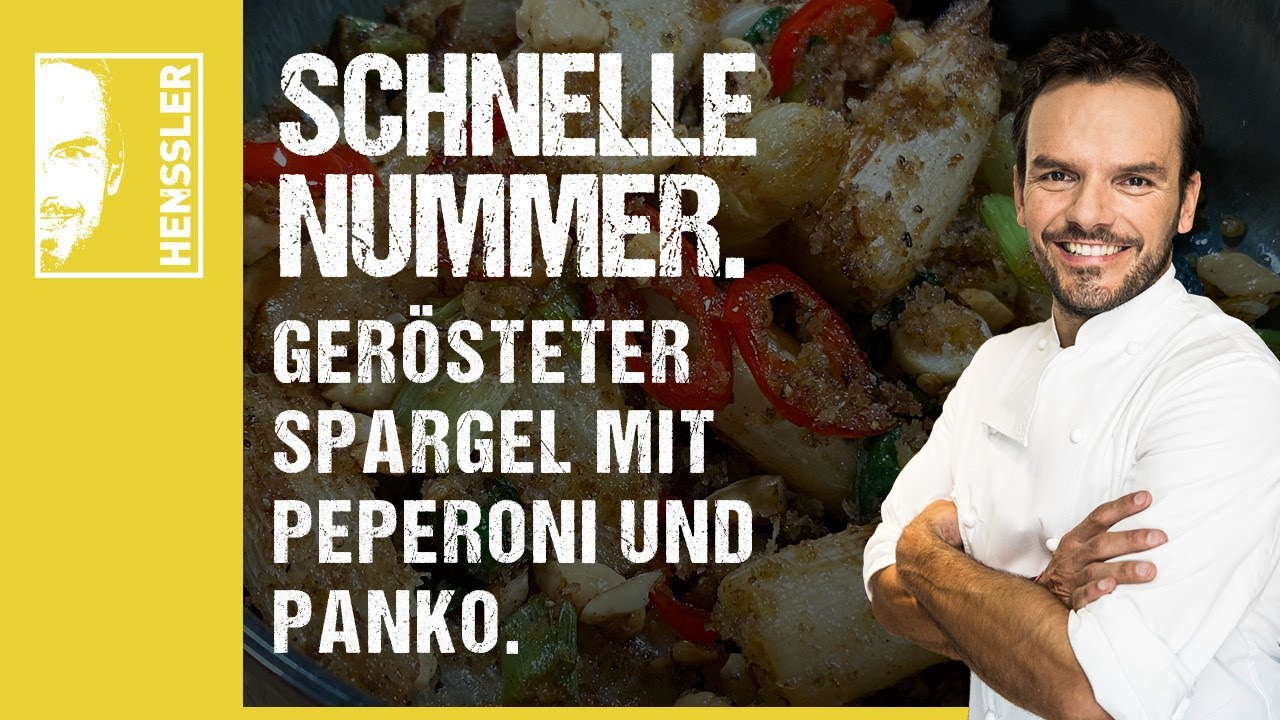 Schnelles gerösteter Spargel mit Peperoni und Panko Rezept von Steffen Henssler