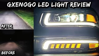 LED headlight Install, They are EXTREMELY Bright!  Halogen vs. LED conversion before & after Gxenogo