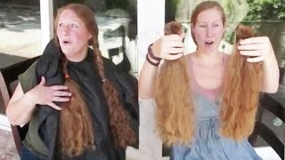 SISTERS CUT EACH OTHERS' LONG RED HAIR TO DONATE OVER 28' TO CHARITY